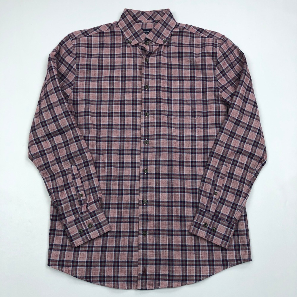 Johnnie-O Top Shelf Vardy Shirt Mens Medium Currant Plaid Cotton Wool JMWL7180
